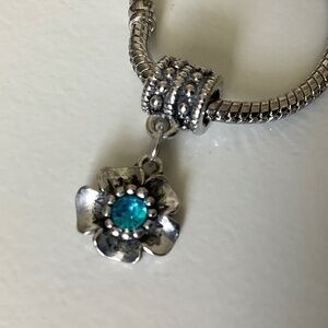 FLOWER Sterling Silver Plated Dangling Charm For European Style Charm Bracelets